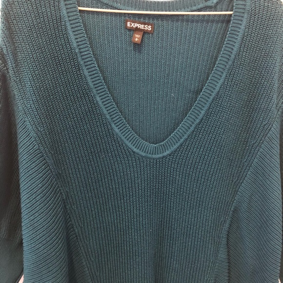 Express Green V-Neck Sweater sz Small - Picture 3 of 5